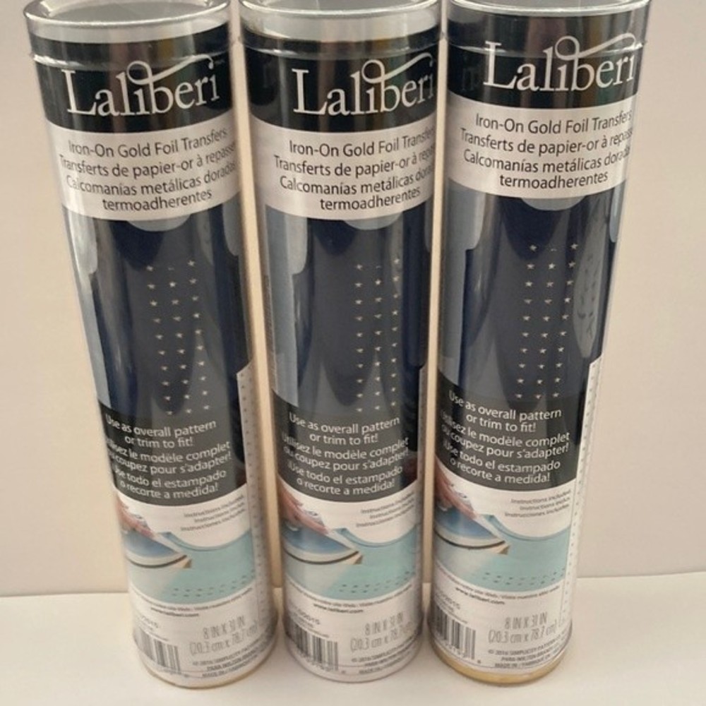 Iron On Gold Foil Transfers Gold Stars 3 Rolls 8 Inches by 31 Inches Laliberi